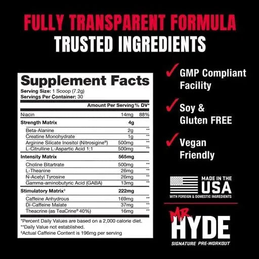 PROSUPPS Mr. Hyde Signature Pre Workout with Creatine, Beta Alanine, TeaCrine PROSUPPS Au supplements