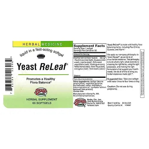 Herbs Etc, Yeast Releaf, 60 Capsules Herbs Etc. Au supplements