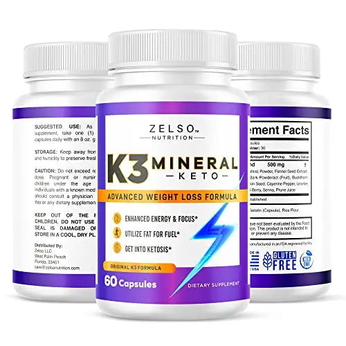 Zelso K3 Mineral Capsules - 60 Count, Advanced Ketogenic Weight Loss and Energy Support Formula ZELSO Au supplements