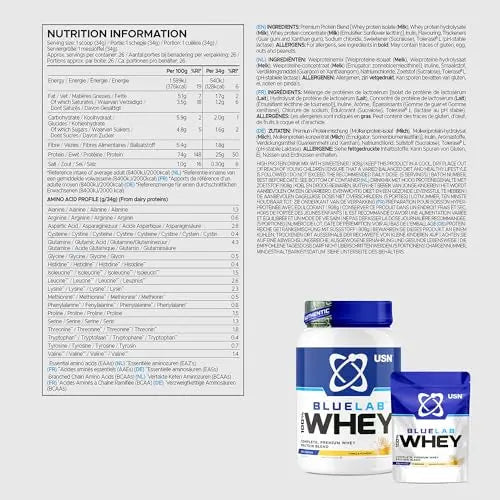USN Blue Lab Whey Protein Powder: Vanilla - Whey Protein 2kg - Post-Workout USN Au supplements