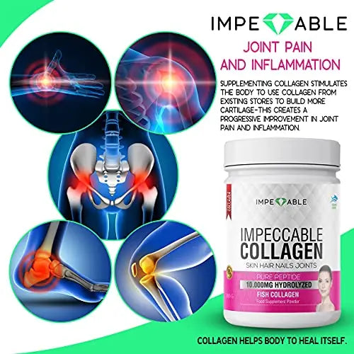IMPECCABLE Collagen Premium 10.000 mg Pure peptide hydrolyzed Marine Collagen Powder Impeccable Au supplements