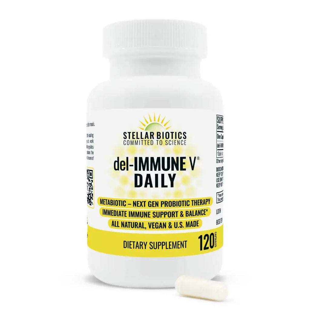 Del-Immune V® Daily by Stellar Biotics, All-Natural Immune Support & Gut Health, Immediate Care, Metabiotic: NextGen Probiotic Therapy (120 Caps) Del-Immune V Au supplements
