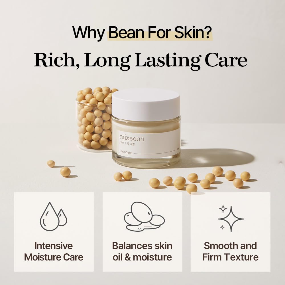 mixsoon Bean Cream-Deep Moisturizer Face Cream, Hydrating and Smoothing for Face, Fermented Soybean Extract