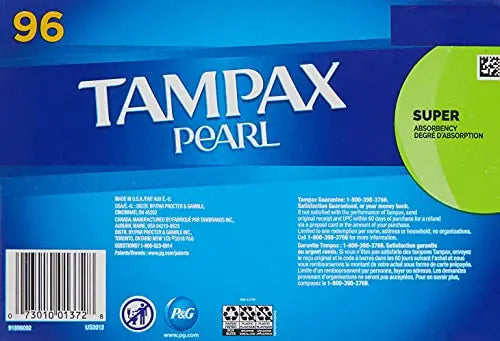 Tampax Pearl Unscented Super Absorbency Tampons, 96 Count Tampax Au supplements