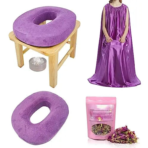ElasignShopo Yoni Seat Kit, Wooden Vaginial Steaming Stool Chair Set with Gown for Feminine ElasignShopo Au supplements
