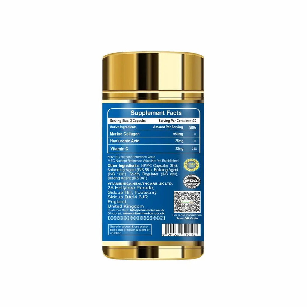 Vitaminnica Marine Collagen Capsules with Hyaluronic Acid & Vitamin C - Skin, Hair, Bones & Joints Vitaminnica Because your Health Matters Au supplements