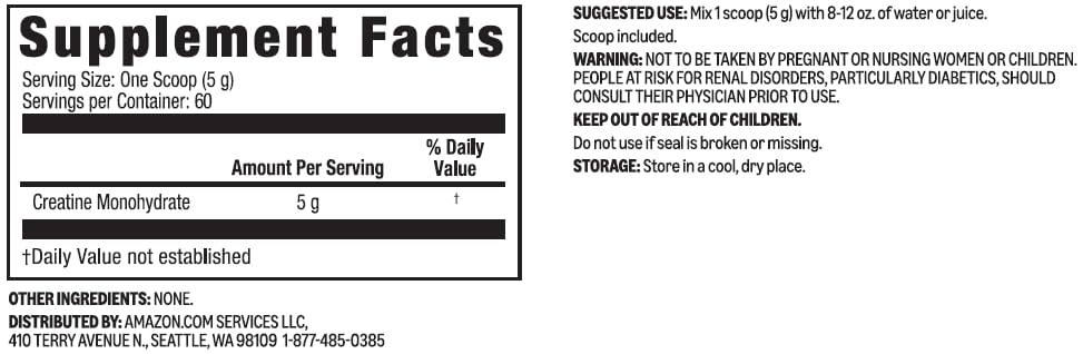 Amazon Basics Creatine Monohydrate Powder, 10.58 oz, 60 Servings Amazon Basics Au supplements