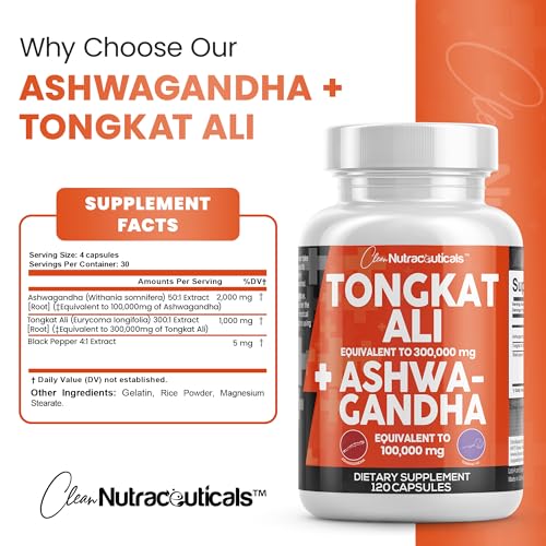 Clean Nutraceuticals Tongkat Ali 300,000mg and Ashwagandha 100,000mg Clean Nutraceuticals Au supplements