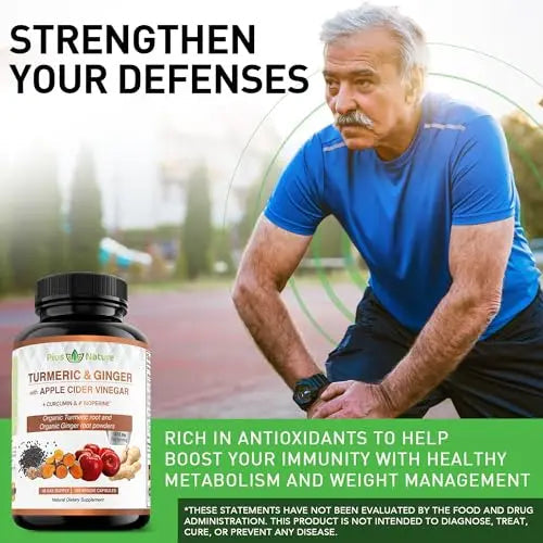 PIUS NATURE Turmeric Curcumin and Ginger with Apple Cider Vinegar, USDA Organic PIUS NATURE Au supplements