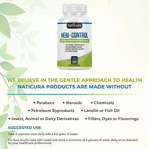 Naticura Hem-Control Natural Hemorrhoid Supplement - Vegan Herbal Supp Naticura Au supplements