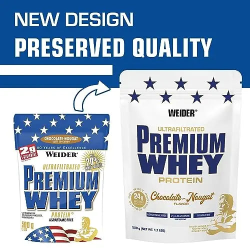 Weider Premium Whey (500g) Chocolate-Nougat Flavour. Ultrafiltrated Proteins from Whey Protein Weider Au supplements