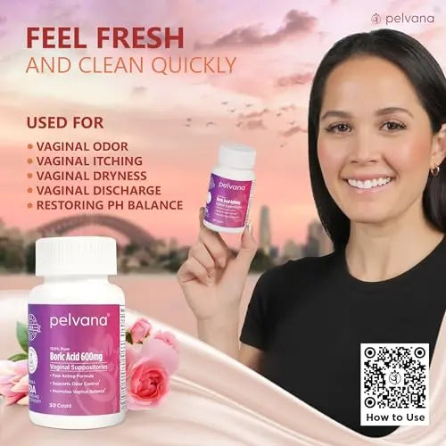 Pelvana Boric Acid Suppositories for Women 30 - for Vaginal pH Balance, Odor Control, Itching, & Discharge Pelvana Au supplements