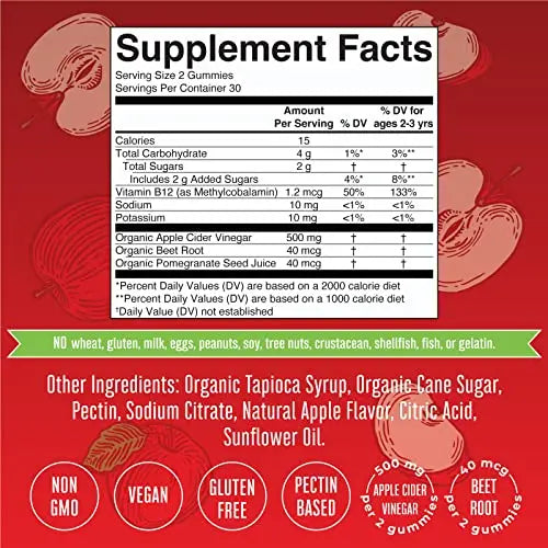 Mary Ruth's Apple Cider Vinegar Gummies, 60 CT MaryRuth Organics Au supplements