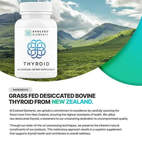 Evolved Elements Raw Grass-Fed Desiccated Bovine Thyroid - Thyroid Support for Women Evolved Elements Au supplements