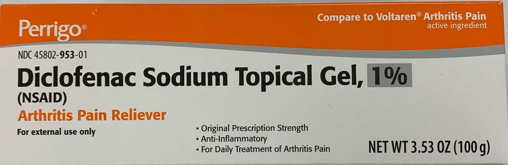 Perrigo Diclofenac Sodium (NSAID) Topical Gel, 1% with dosing Card., 3.53 oz (100 g), arthrits Pain Relief Anti inflamatory for Hand, Wrist, Elbow, Foot, Ankle, Knee. Compare to VOLTAREN 1% Gel. Perrigo Au supplements