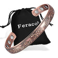 Feraco Magentic Copper Bracelet for Women,Vintage Flower Copper Cuff Bracelet Feraco Au supplements