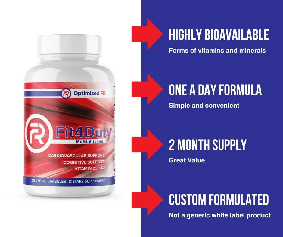 Fit4Duty Multivitamin+ for First Responders, One a Day Multivitamin Plus Other nutrients, 60 Servings, 2 Month Supply Optimized FR Au supplements