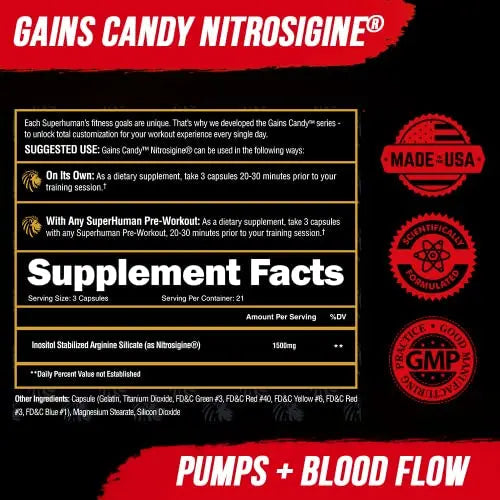 ALPHA LION Gains Candy, Supplement Pills for Muscle Pump & Blood Flow, Nitric Oxide ALPHA LION Au supplements
