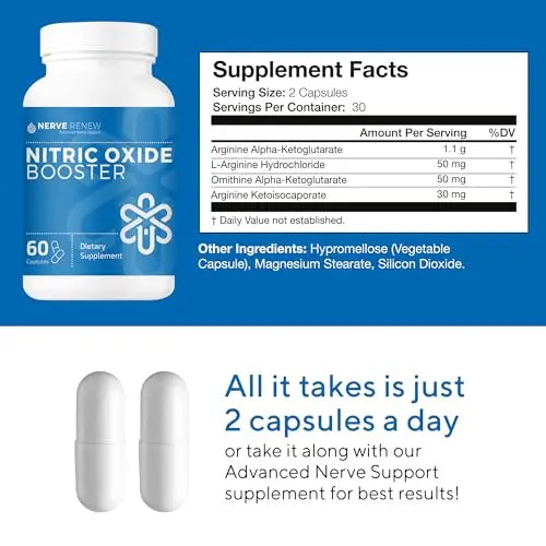 NERVE RENEW Nitric Oxide Booster - Nitric Oxide Supplement with L Arginine Hydrochloride NERVE RENEW Au supplements
