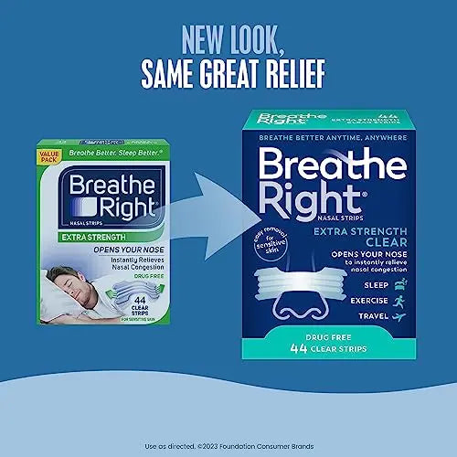 Breathe Right Nasal Strips | Extra Strength | Clear | For Sensitive Skin Breathe Right Au supplements
