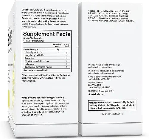 Sero-Vital Renewal Complex - Reverse The Signs of Aging - Clinically Tested to Increase Human Growth Serovital Au supplements