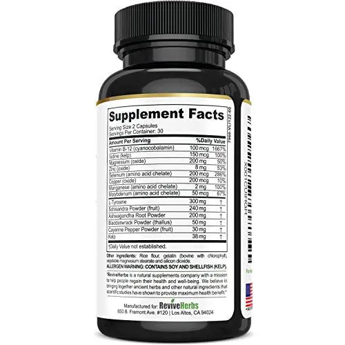 Revive Herbs Premium Thyroid Support with Ashwagandha, Iodine, Selenium, Magnesium Revive Herbs Au supplements