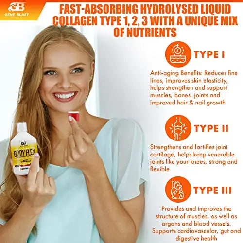 Gene Blast Body Flex, Liquid Joint Supplement w/Hydrolysed Collagen Type1 2 3 Plus Glucosamine GENE BLAST Au supplements