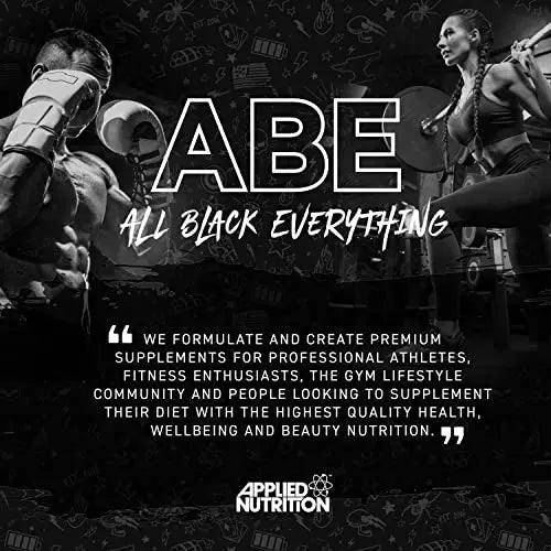 ABE All Black Everything Pre Workout Energy, Increase Physical Performance with Citrulline Applied Nutrition Au supplements