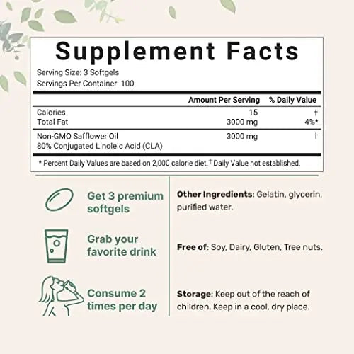 Micro Ingredients CLA Supplements 3000mg Per Serving | 300 Softgels, Made with 80% Micro Ingredients Au supplements