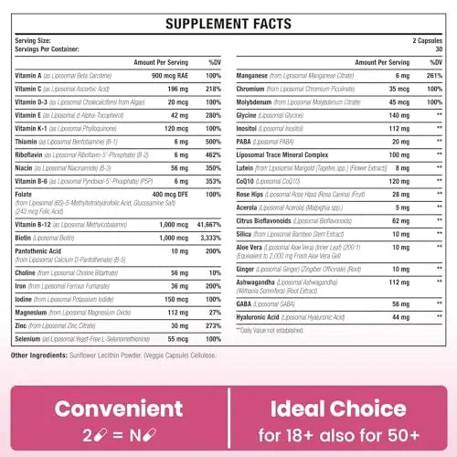 Liposomal Multivitamin for Women 1400MG - Womens Daily Multi Vitamins Supplements Sambugra Au supplements