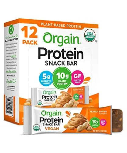 Orgain Organic Vegan Protein Bars, Peanut Butter - 10g Plant Based Protein Orgain Au supplements