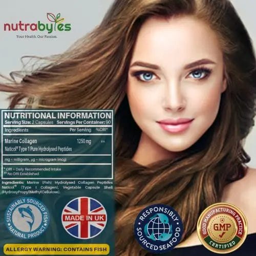 High Strength Marine Collagen Capsules - 1250mg Hydrolysed Collagen Supplement NUTRABYTES Au supplements