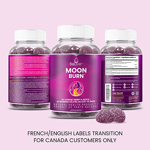 BeLive MoonBurn Nighttime Melatonin Gummies - 60 Ct | Formulated with Apple Cider BeLive Au supplements