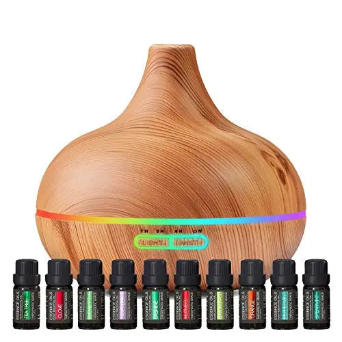 Ultimate Aromatherapy Diffuser & Essential Oil Set - Ultrasonic Top 10 Oils Modern with 4 Timer 7 Ambient Light Pure Daily Care Au supplements