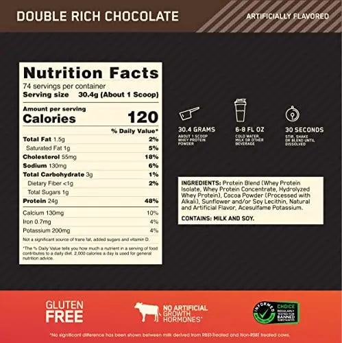 Optimum Nutrition Gold Standard 100% Whey Protein Powder, Double Rich Chocolate Optimum Nutrition Au supplements