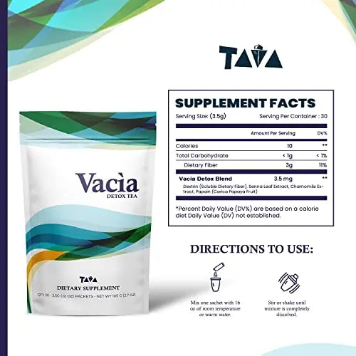 Tava Vacia Detox Tea Supplement, Boosts Energy, Supports Joint Mobility and Immune System TAVA Au supplements
