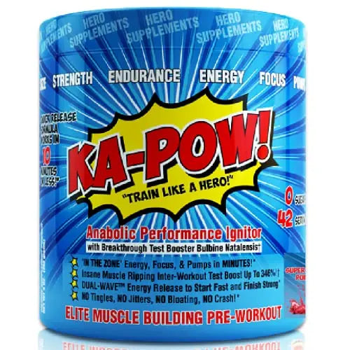 PREWORKOUT TESTOSTERONE BOOSTER - KA-POW! The Fastest Hitting ANABOLIC PRE HERO SUPPLEMENTS Au supplements