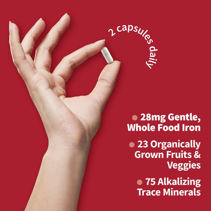 Garden of Life Vitamin Code Healthy Blood - Iron Supplement for Women, 60 Vegan Capsules, with Vitamins B, C, Trace Minerals