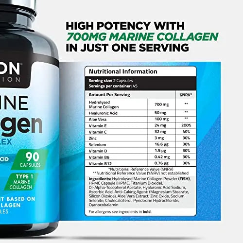 Marine Collagen Capsules 1400mg with Hyaluronic Acid, High Strength Collagen Supplement TDN Au supplements