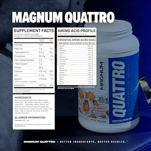 Magnum Nutraceuticals Quattro -, Toasted Cinnamon Cereal ,2lb - May Support Muscle QUATTRO Au supplements