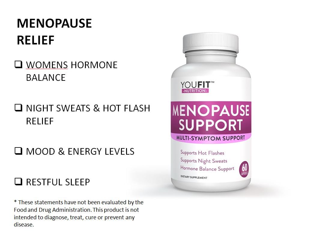 YouFit Nutrition Menopause Relief Capsules for Women - Natural Menopause Supplements for Women - Complete Day and Night Menopause Support - Reduces Hot Flashes, Stress, Night Sweats - 30 Servings YouFit Nutrition Au supplements