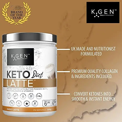 Instant Bulletproof Keto Coffee Creamer UK Made Collagen Latte | Butter Powder, Coconut MCTs & Vitamin C K GEN ketogenic enhancement Au supplements