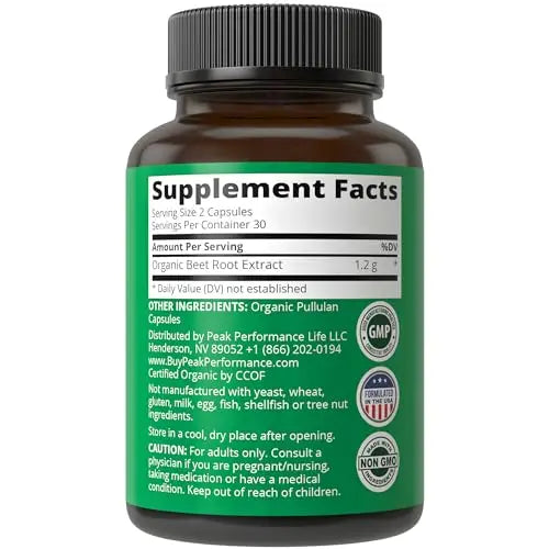 USDA Organic Beet Root Vegan Capsules. Beets Juice Powder Super Food Pills 1200 mg Peak Performance Au supplements