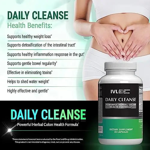 IVL - Daily Cleanse Herbal Colon Health Formula - Detoxification, Probiotic, Digestive Support IVL Au supplements