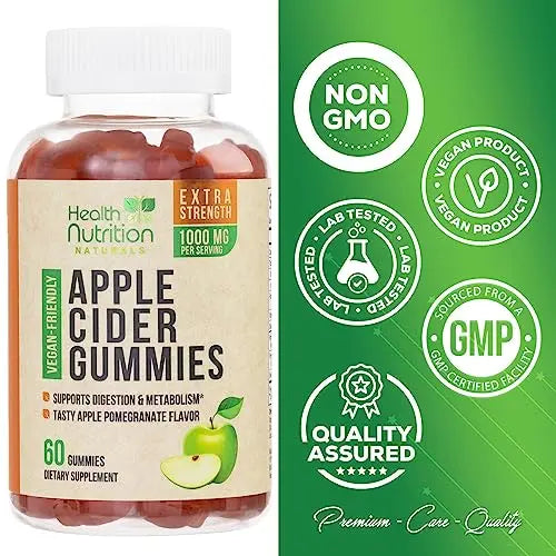 Vegan Apple Cider Vinegar Gummies | Max Strength 1000mg | ACV Supplement Gummy for Adults Health Nutrition Naturals Au supplements