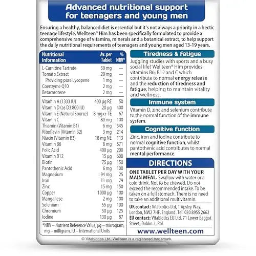 Wellteen by Vitabiotics Him Tablets x 30 Wellteen Au supplements