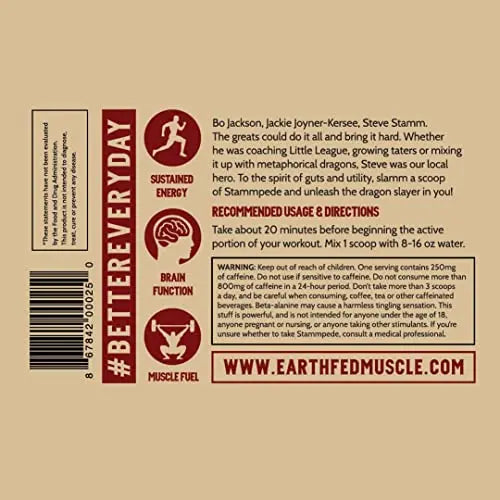 Earth Fed Muscle Stammpede DragoFruit Punch Pre Workout, 30 Servings, Boost Energy Earth Fed Muscle Au supplements
