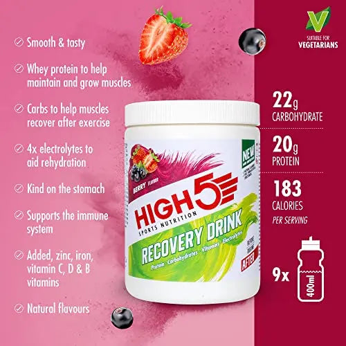 HIGH5 Recovery Drink | Whey Protein Isolate | Promotes Recovery | (Berry, 450g) HIGH5 Au supplements