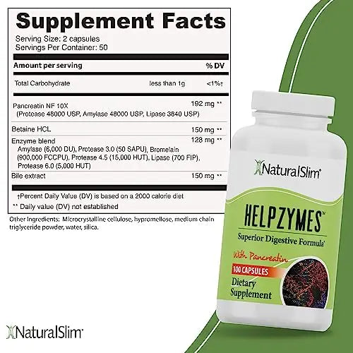 NaturalSlim Helpzymes Digestive Enzymes for Digestion, Bloating, Gas Reli NaturalSlim Au supplements