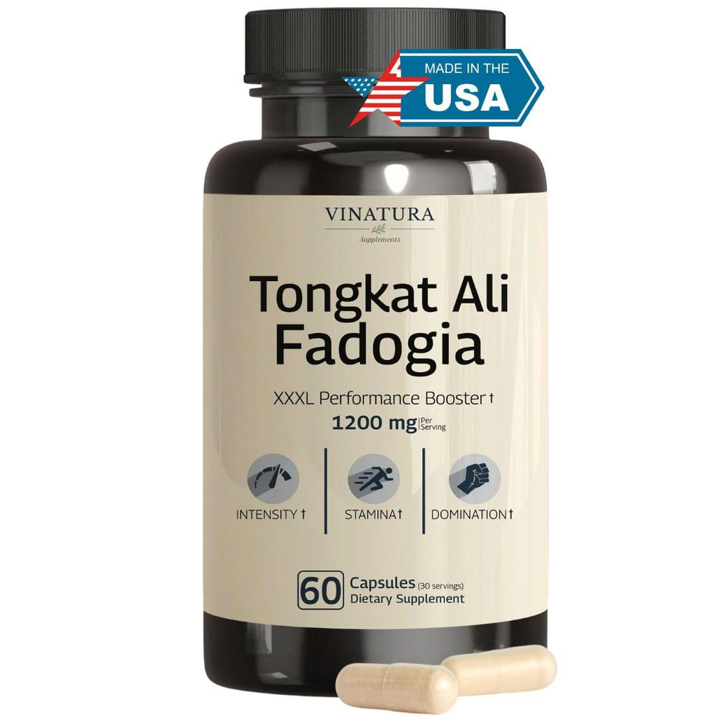 Tongkat Ali Fadogia Agrestis - 1200mg, Enhanced with Nitric Oxide Booster Supplement, Longjack Tongkat Ali for Men,